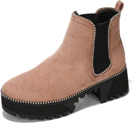 Cape Robbin Women's Platform Combat Ankle Boots - Studded Motorcycle Goth Boots with Spiky Design - Chunky Heel Lace-Up Style (Spiky)