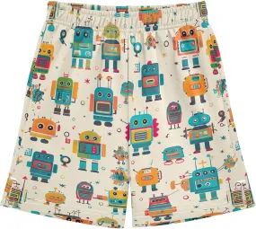 CHIFIGNO Youth Boy Summer Casual Shorts Colorful Robots Elastic Waist Sweat Shorts with Pockets Sports 7-15Y