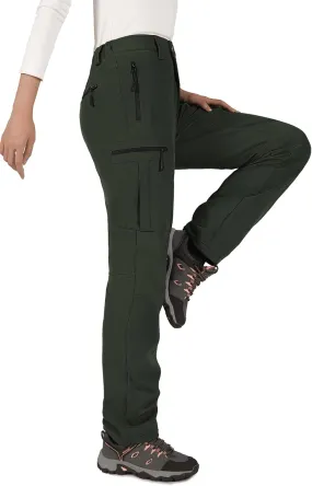 Cycorld Women's-Ski-Snow-Pants, Fleece Lined Water Resistant Windproof Pants Winter Hiking Softshell Pants for Women