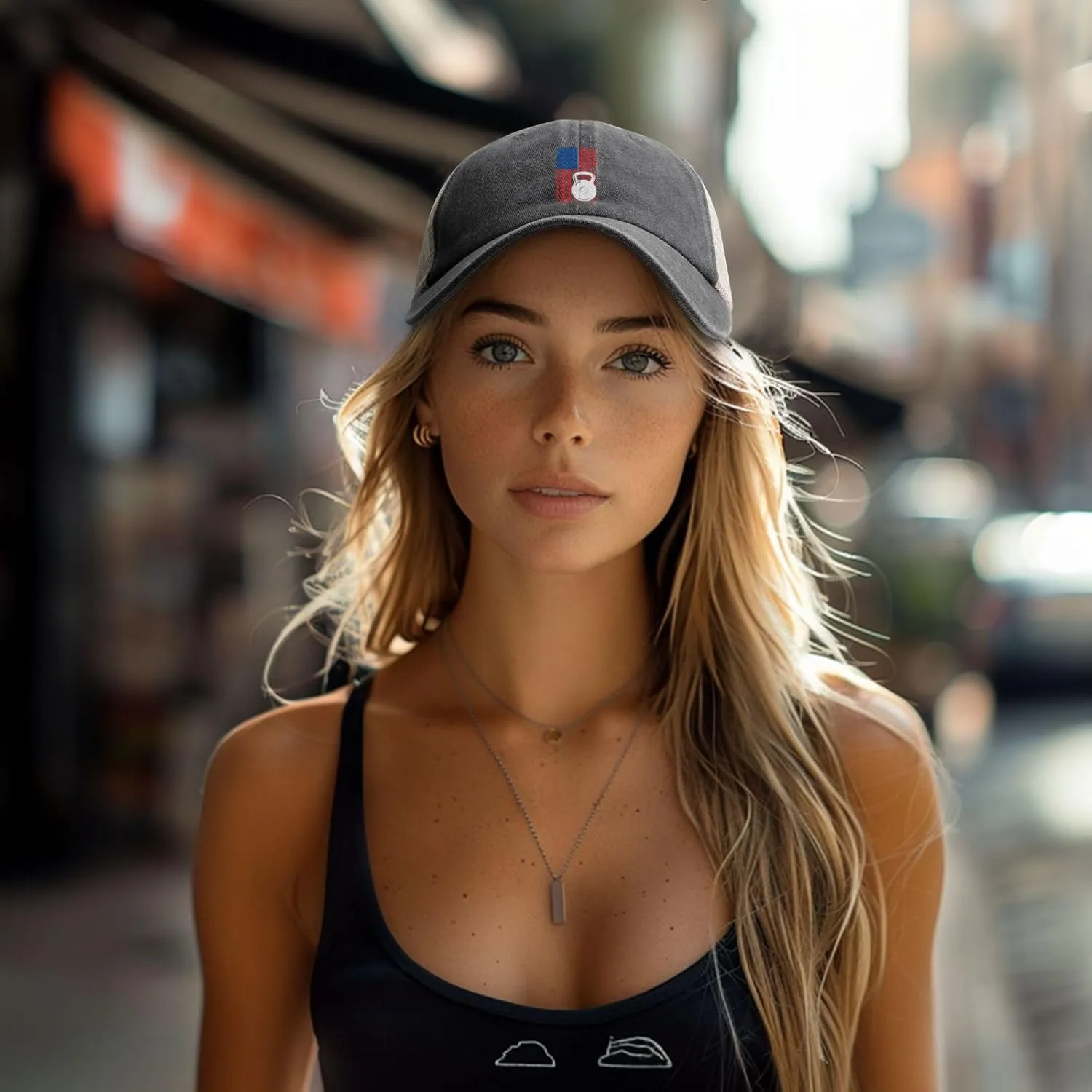 Fitness Trainer with USA Flag Baseball Cap for Men Women Mesh Hat Adjustable Breathable Trucker Caps