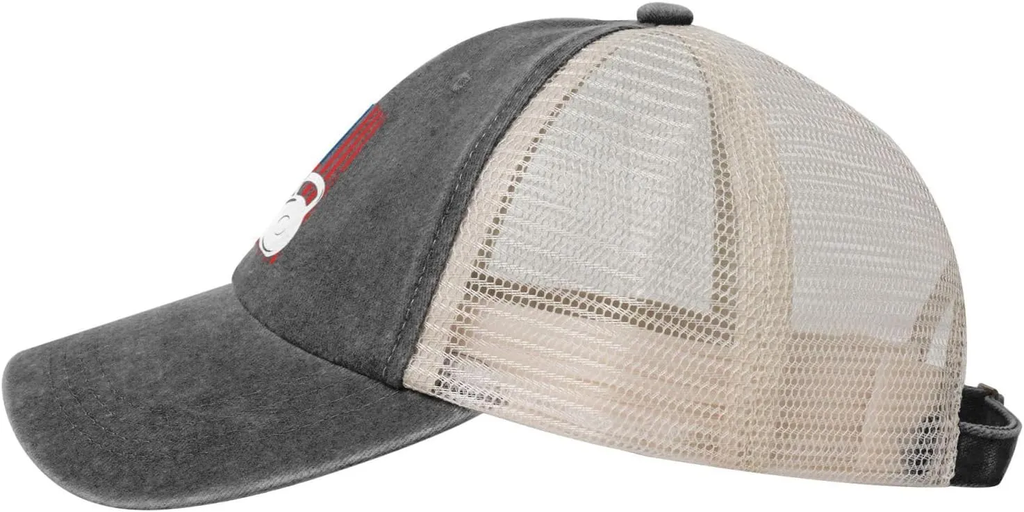 Fitness Trainer with USA Flag Baseball Cap for Men Women Mesh Hat Adjustable Breathable Trucker Caps
