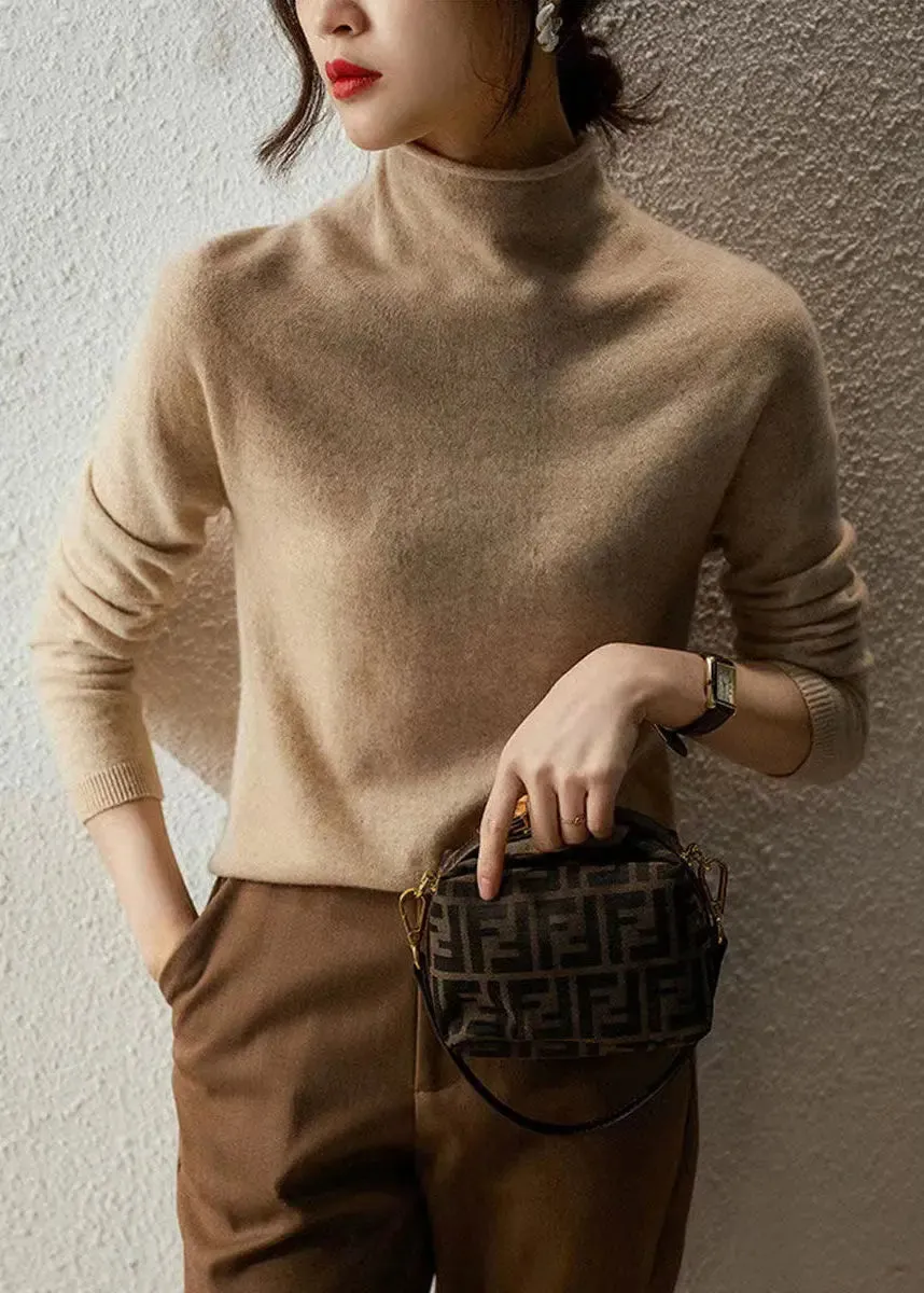 French Beige Hign Neck Warm Wool Sweaters Fall ML1145