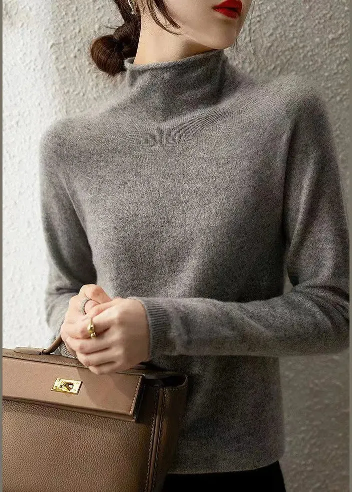 French Beige Hign Neck Warm Wool Sweaters Fall ML1145