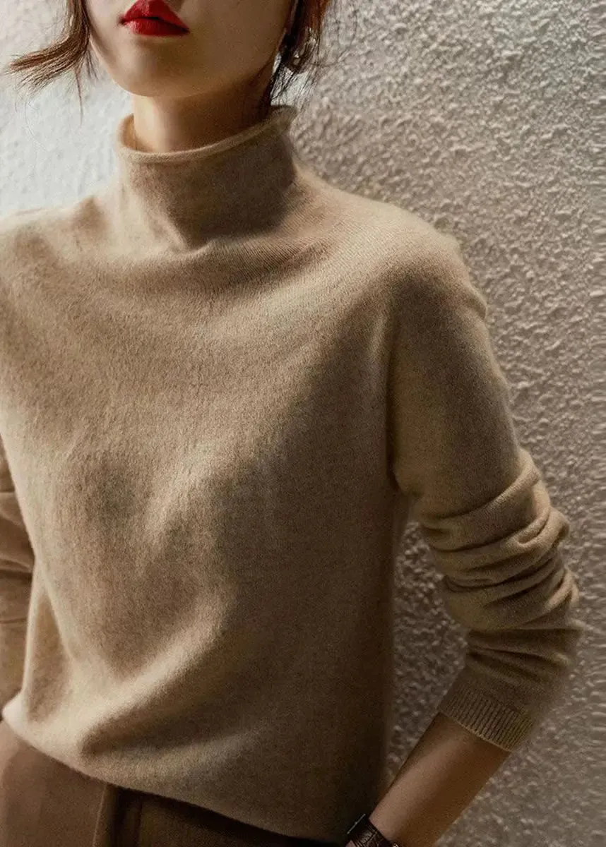 French Beige Hign Neck Warm Wool Sweaters Fall ML1145