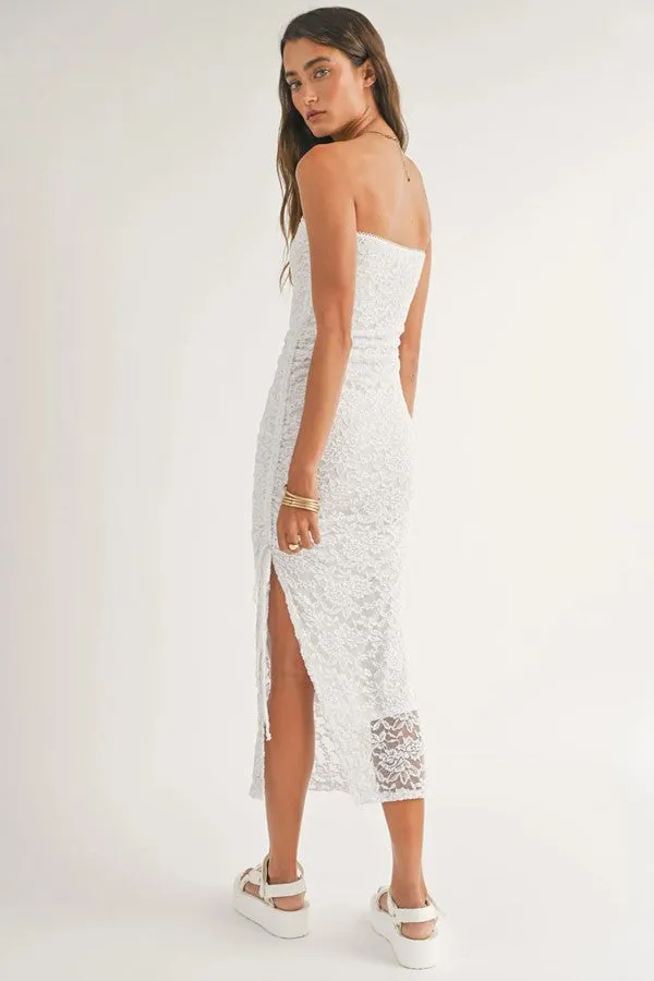 Fresh Air Side Ruched Tube Midi Dress