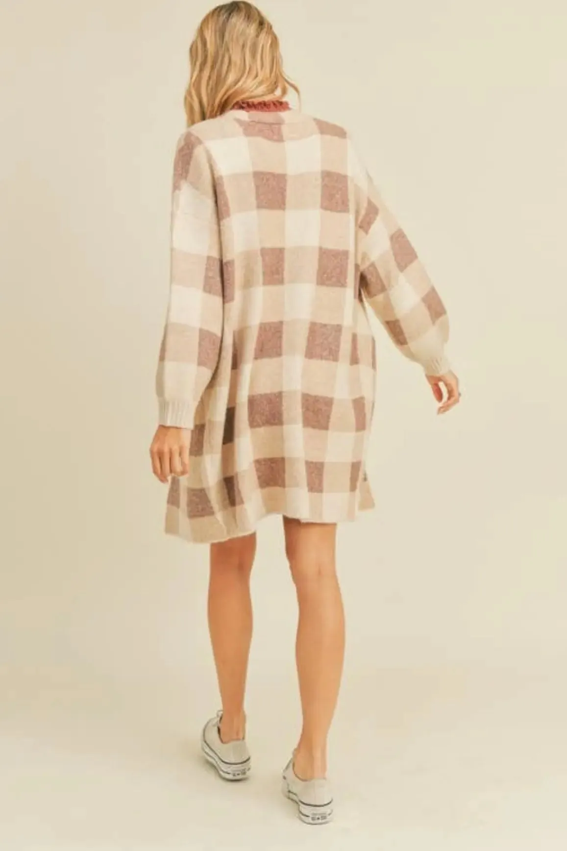 Ginger Plaid Open Cardigan