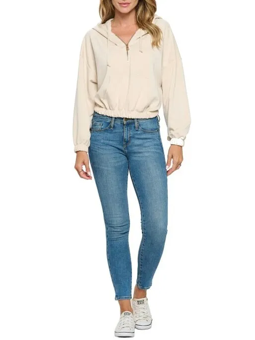 Half Zip Scuba Hoodie - Cream