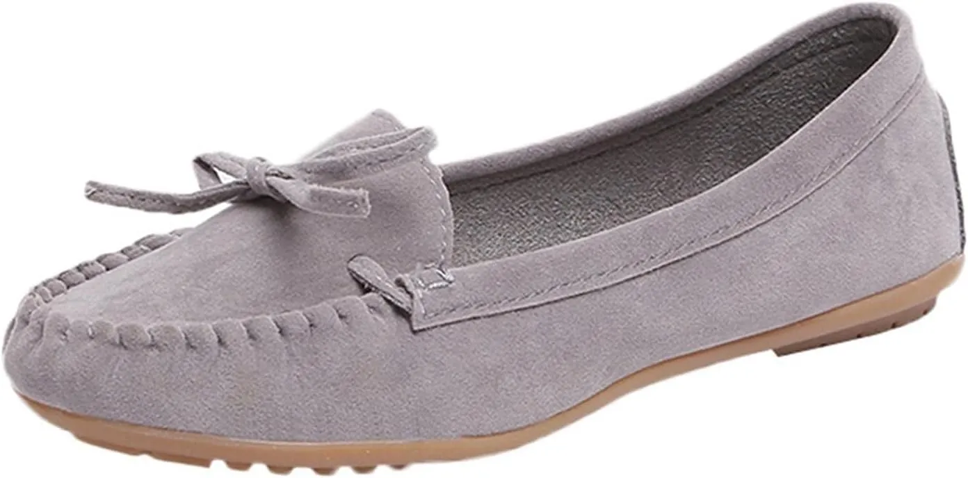 Hbeylia Women'S Slip On Loafers Fashion Casual Soft Suede Anti Slip Slip On Flats Bowknot Low Top Walking Shoes Ballet Flats Dress Work Shoes For Women Ladies Girls Beach Travel Vacation