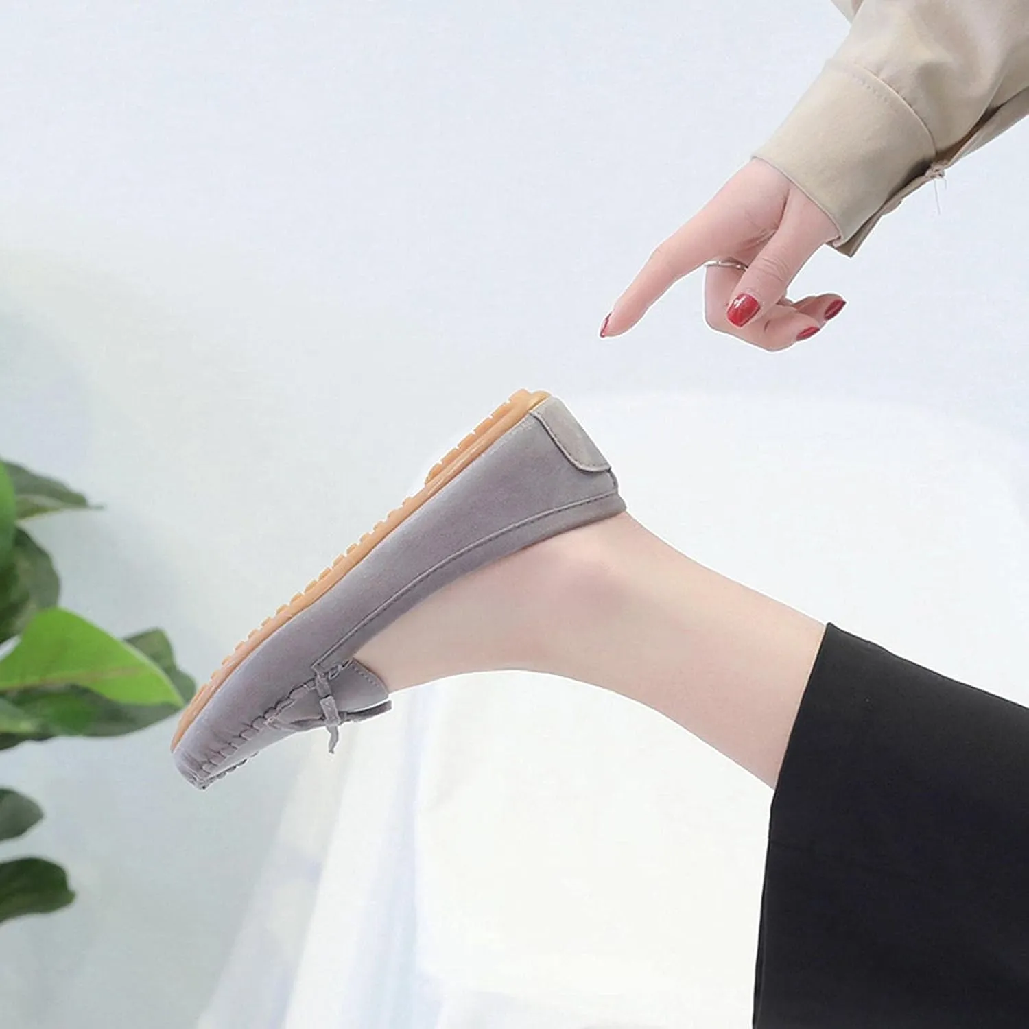 Hbeylia Women'S Slip On Loafers Fashion Casual Soft Suede Anti Slip Slip On Flats Bowknot Low Top Walking Shoes Ballet Flats Dress Work Shoes For Women Ladies Girls Beach Travel Vacation