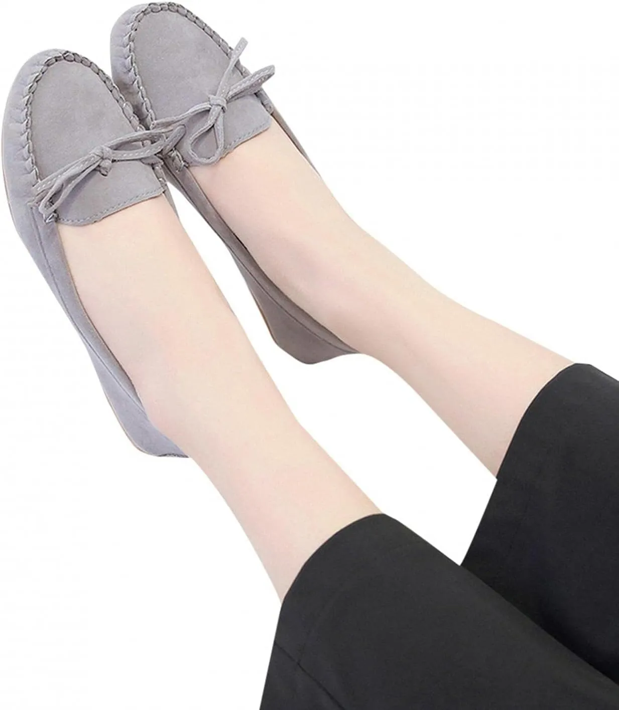Hbeylia Women'S Slip On Loafers Fashion Casual Soft Suede Anti Slip Slip On Flats Bowknot Low Top Walking Shoes Ballet Flats Dress Work Shoes For Women Ladies Girls Beach Travel Vacation