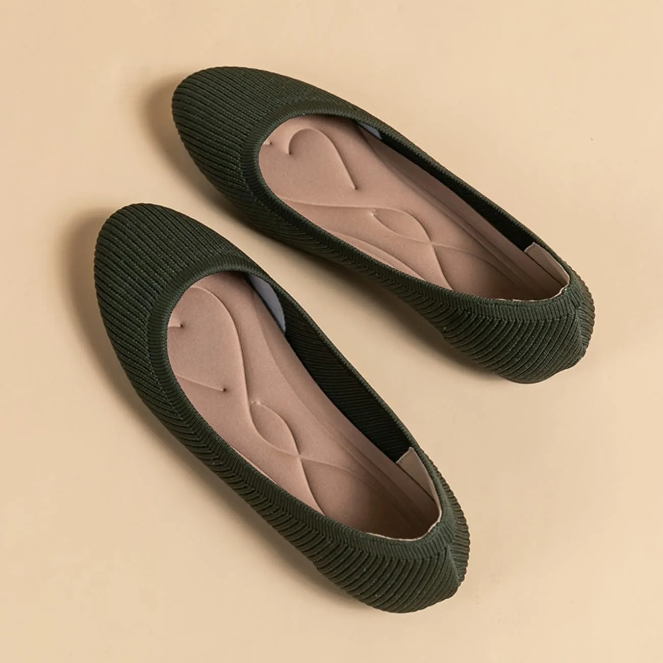 HROYL Women's Knit Flat Ballet Shoes Round Toe Slip on Women Flats for Dressy Casual Office Work Wedding Comfort Soft Model XTZ-Y2