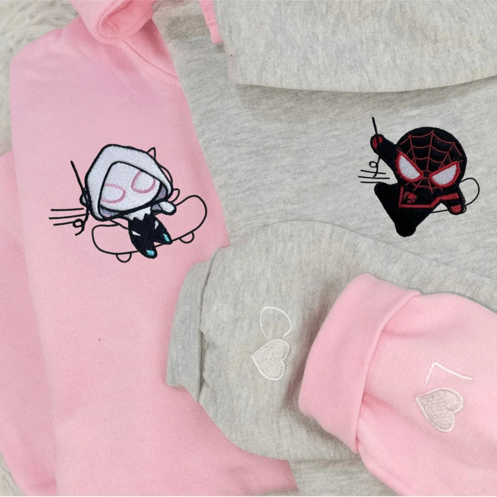 Matching Couple Hoodies - Ninja Superhero Custom Embroidered Sweatshirts For Couples