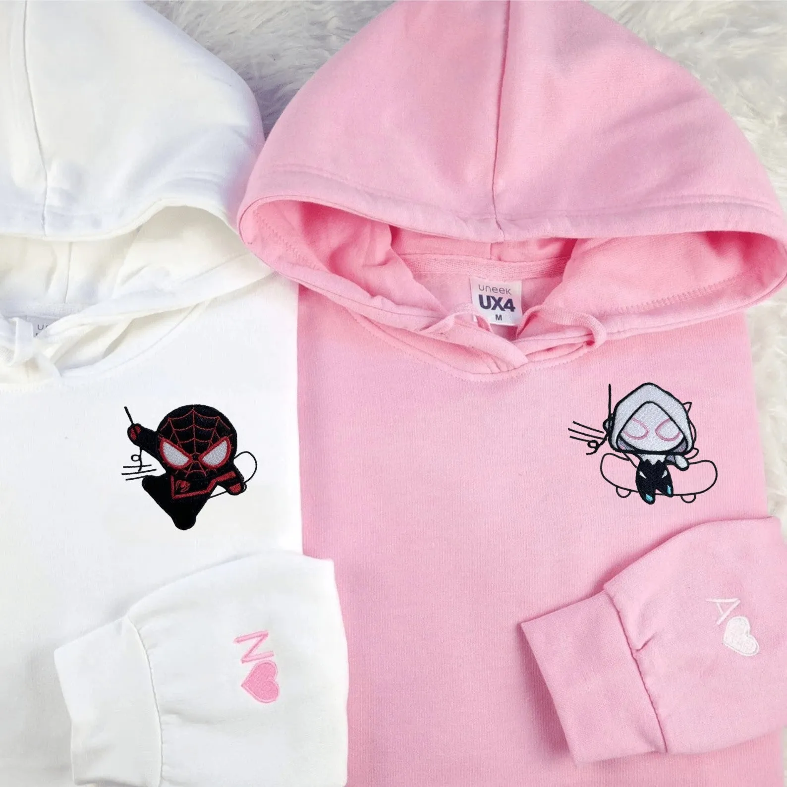 Matching Couple Hoodies - Ninja Superhero Custom Embroidered Sweatshirts For Couples