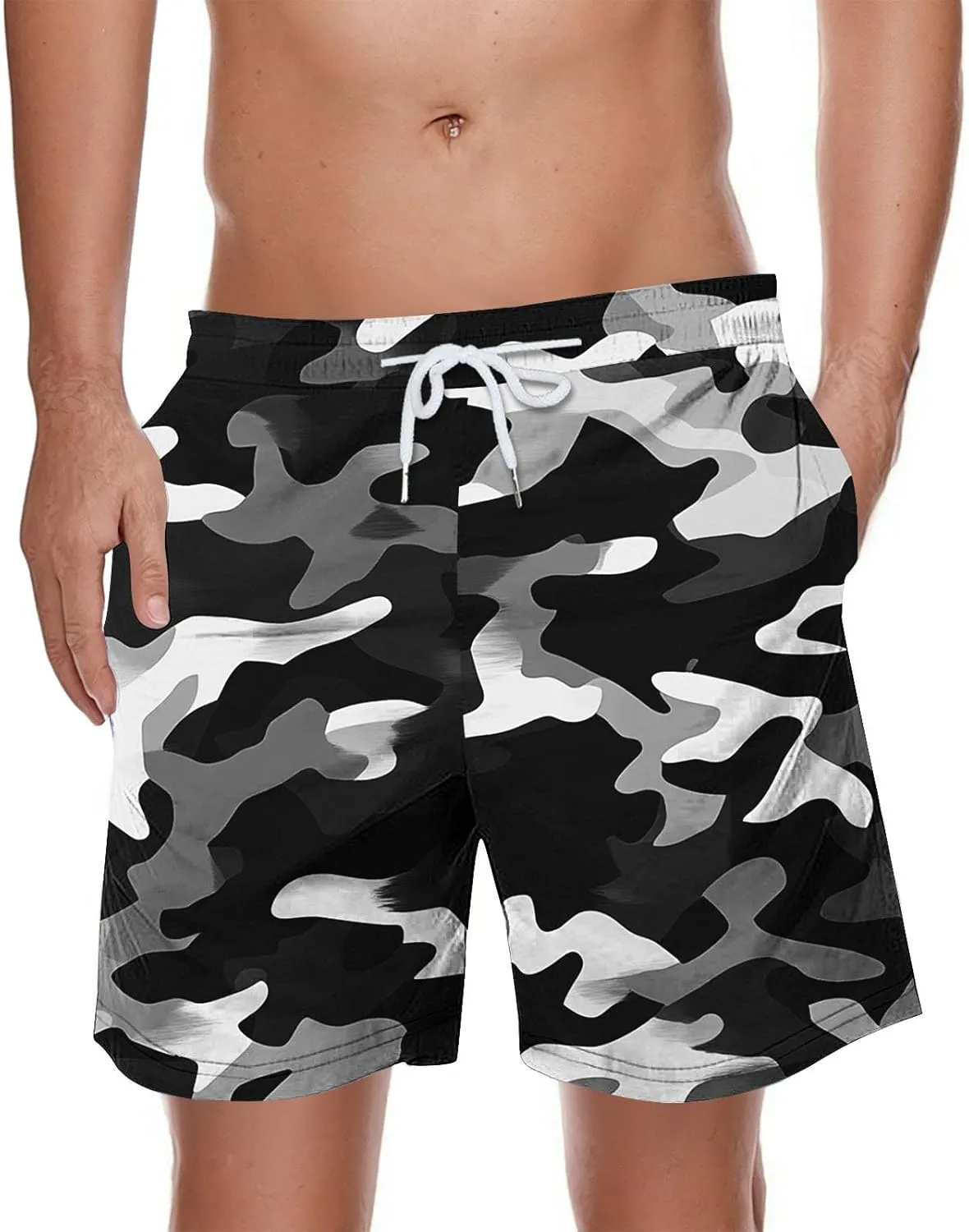 Men's Swim Trunks Summer Quick Dry Swimming Board Shorts Breathable Fit Hawaii Beach Sports Short with Pockets