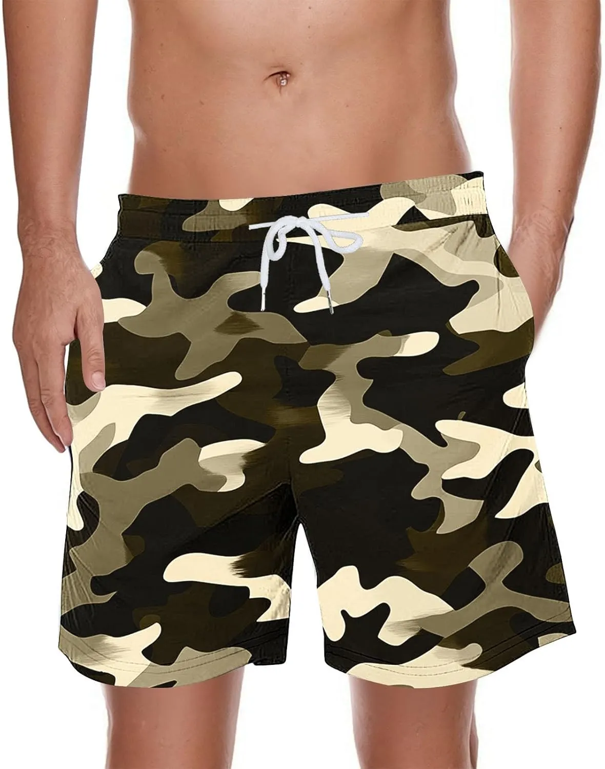 Men's Swim Trunks Summer Quick Dry Swimming Board Shorts Breathable Fit Hawaii Beach Sports Short with Pockets