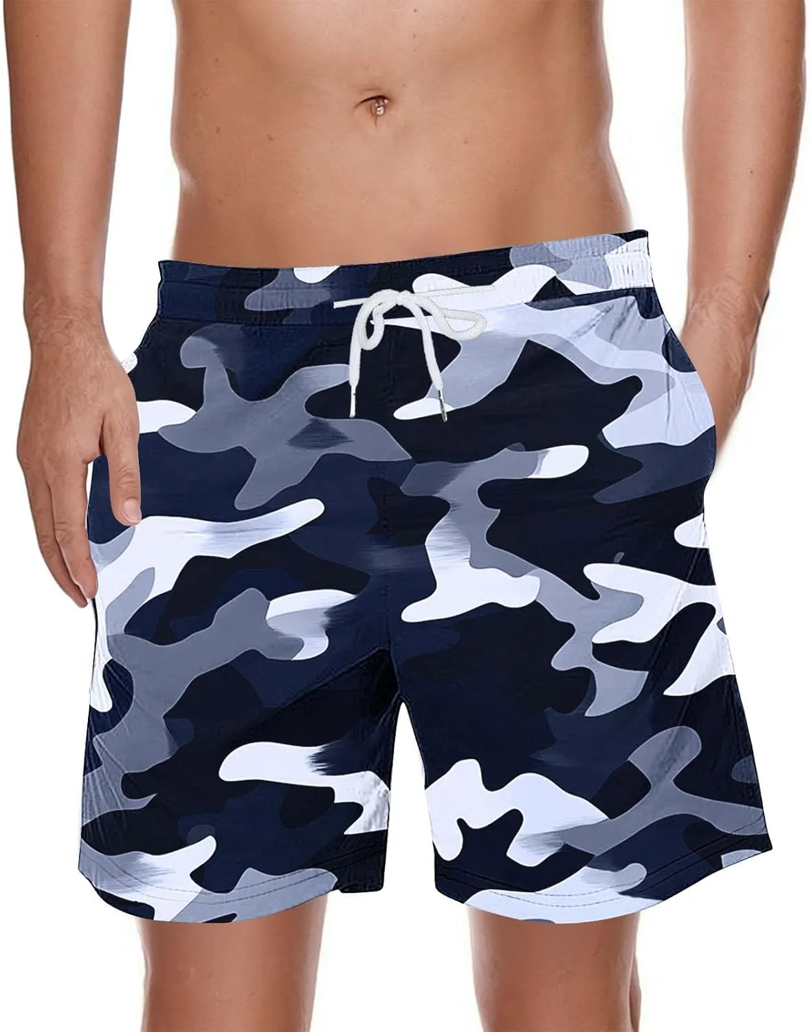 Men's Swim Trunks Summer Quick Dry Swimming Board Shorts Breathable Fit Hawaii Beach Sports Short with Pockets