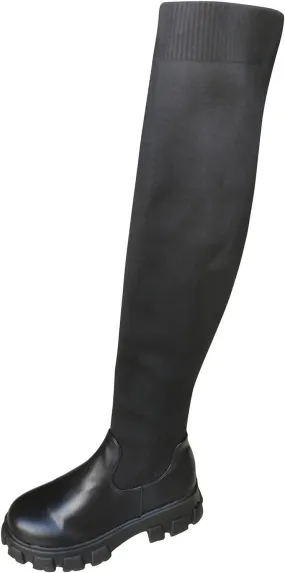 Thigh High Boots for Women Fashion Over The Knee Boots Platform Heels Suede Long Boots Zipper Flat Booties Tall Dress Boots