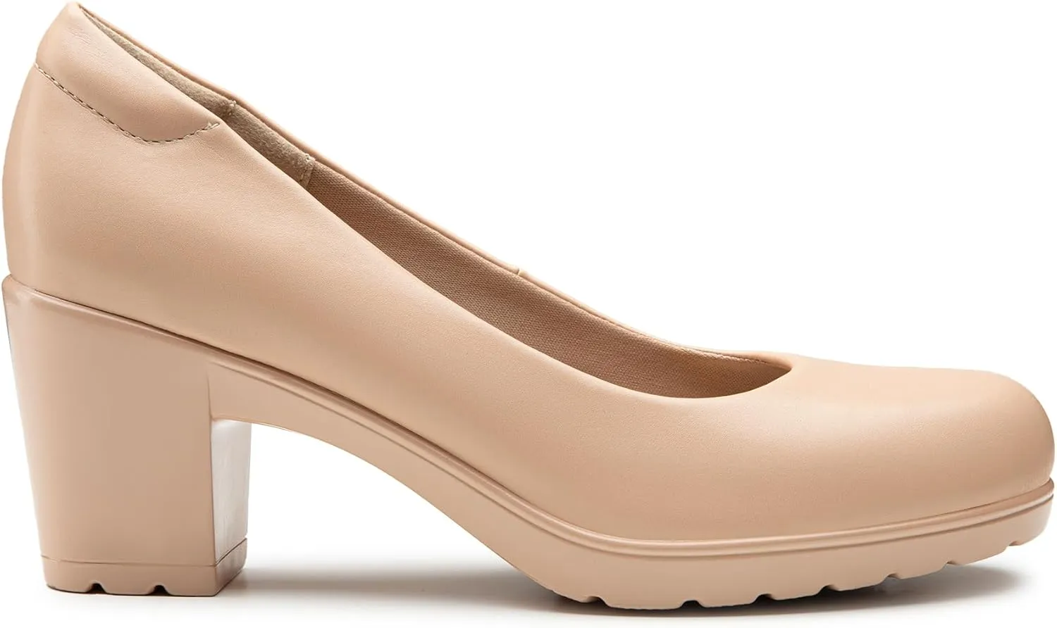 Trary Women's Chunky Low Block Heels Slip on Pumps,Comfortable Classic Closed Round Toe Work Dress Wedding Office Lady Pumps Shoes
