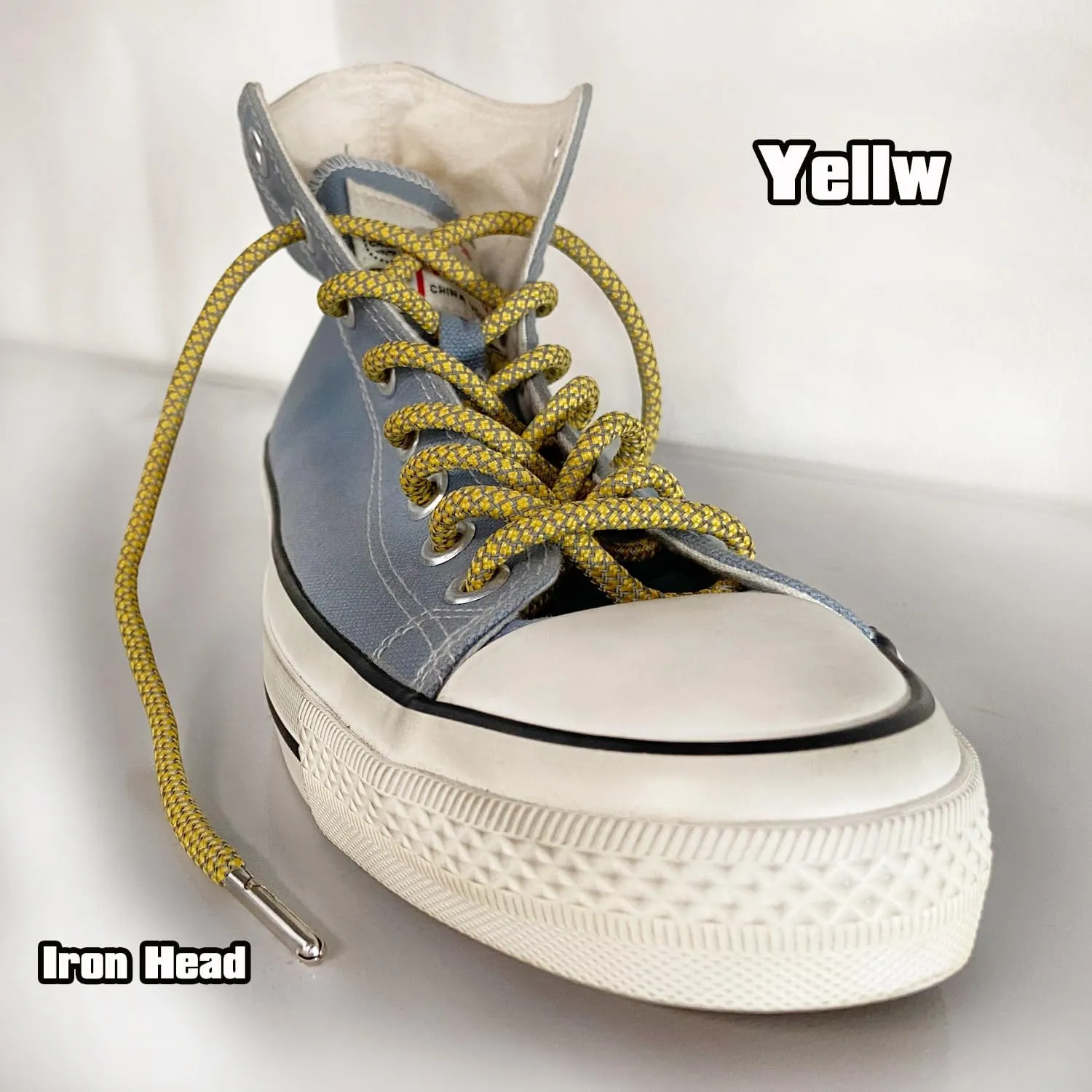 VASGO Iron Head Round Shoe Laces Reflective for Sneakers 10 Different Lengths 12 Colors