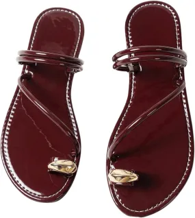 Verdusa Women's Metallic Open Toe Ring Sandals Summer Strappy Flat Sandals