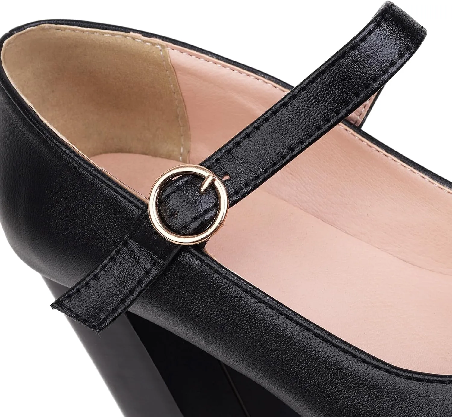 Women's Platform Round Closed Toe Pumps Buckle Loafers Comfortable Chunky High Heels Office Concise Cosplay Work Casual Mary Jane Daily Wear Fashion Business Dress Shoes