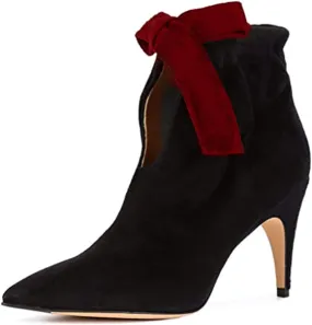 XYD Women Classical Pointed Toe Ankle Booties Dress Low Kitten Heels Graceful Bow Pull-on Boots Party Festival Shoes
