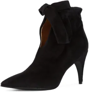 XYD Women Classical Pointed Toe Ankle Booties Dress Low Kitten Heels Graceful Bow Pull-on Boots Party Festival Shoes